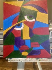 Abstract People,man And Woman,cubism,couple 16/20 Original Painting On Canvas,