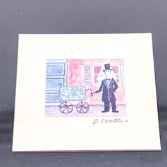 Vintage Bilderrahmen mit Miniaturmalerei signiert D. Cenac (14,5 x 18,5 cm)