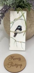 Bookmark/Page Marker laminated artwork Blue Fairy Wren bird With Tassel By Kenna