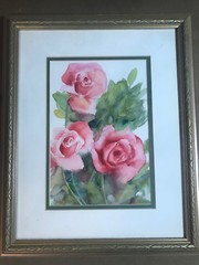Deborah Stier 1990 „Still Life With Roses“ Watercolor Painting – Signed/Framed