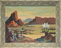 MCM Vintage 1953 Picture Craft Paint by Number Desert Landscape Oil Framed 12×16