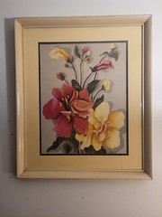 Vintage 1930s 40s Ruben Kupur Original Watercolor Flowers Picture Frame