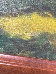 ANTIQUE WPA REGIONALISM PAINTING LANDSCAPE OLD CARS 1940’S LISTED NEW YORK OIL