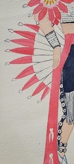 War Dancer Arapaho Style Native American Original Gouache On Paper signed