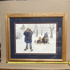 Signed Robert Duncan “Winters Blankets” In Wood Frame Painting On Canvas