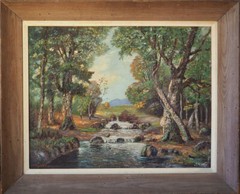 Stream in the woods Adirondacks New York original oil painting by Arthur DArtois