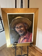 Vintage Framed Oil on Canvas Brazilian School Farmer Signed „Chedige“ MCM