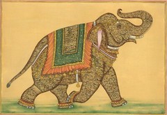 Mughal Miniature Painting Of Elephant Handmade Vintage Hunting Art On Elephant