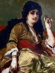 Original Signed Antique Oil Ottoman Woman Orientalist Cesare Dell’Acqua