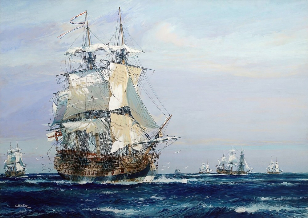 H.M.S. Namur Painting by John ‚Jack‘ Robert Charles Spurling Reproduction