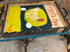 Hand painted serving tray – Vintage and very cool – Old wood, handmade by artist