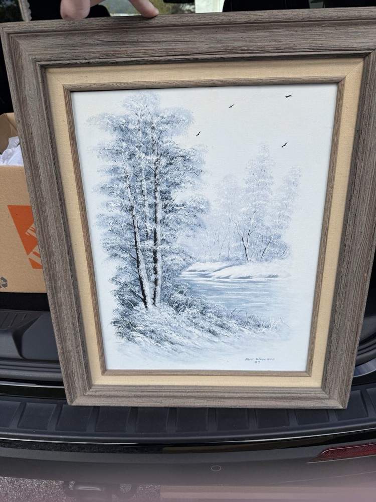 Don Wayland Signed Original Winter Snow Trees Painting 1987 24X20