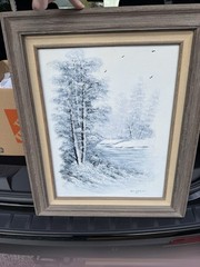 Don Wayland Signed Original Winter Snow Trees Painting 1987 24X20