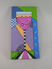 Tall Wine Glass with Grapes 8inx12inx0.5in Acrylic Painting