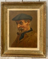 Charles Liebert (19th-20th) Portrait of a Sailor with a Pipe Brittany Pont Aven