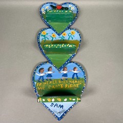 Sam The Dot Man McMillan Folk Art Original Hand Painted Heart Shelf SIGNED, NC