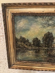FRENCH Landscape Paper to Board SIGNED Framed 15 X 11