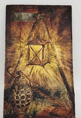 STELLA ANGELINI OIL & 14K GOLD LEAF PAINTING ITALY CHRISTIAN ART BIBLE RELIQUARY