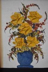 Vintage Textured Oil Painting Impasto Flowers in a Vase SIGNED Framed 14″ x 12″