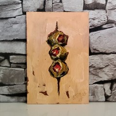Olives Painting Original Oil Art Still Life Abstract Modern Small Wall Artwork