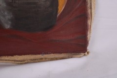 Mid Century Still Life Guitar Oil Painting On Canvas Illegible Signature