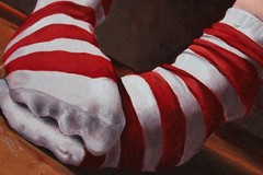 Striped socks oil painting, Socks Still Life, Small Original artwork, 8x8in