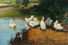 Paul Wilhelm KELLER-REUTLINGEN ducks at the pond painting Art Nouveau oil painting around 1900