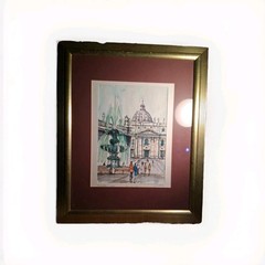 St. Peter’s Square Roma Italy Watercolor Painting Artist signed BOLSELL