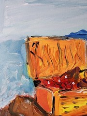 Aleph Original Art Picnic 14×11 Abstract Expressionist Landscape Painting Canvas