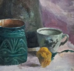 Oil painting Still life Ukrainian painter cardboard original home decor art