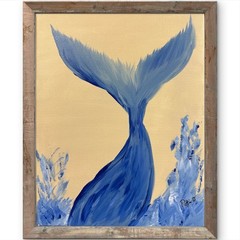 Into the Deep Original Acrylic Painting 11×14 Whale Tail Coastal Ocean Wall Art
