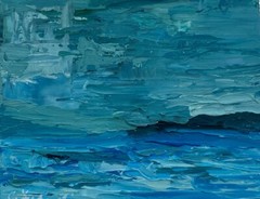 Teal Skies Art Texture Original Acrylic Ocean Impressionist Abstract Blue Green
