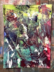 Original Abstract Expressionism 9X12 Groundcover Paper Ink Handmade Signed 14