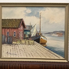 Framed Original Seascape Oil Painting Signed A. Nilsson 14 3/4”x 18 1/4” 1960’s