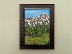 Mountains Oil Painting Original Mount Rainier National Park Small Wall Art 5″x7″