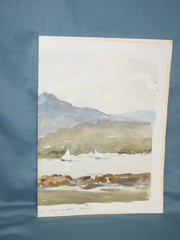 Original Watercolor Painting EDWARD WESSON Dover Beach Signed Brodick Bay