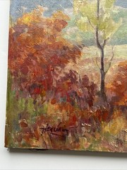 ANTIQUE IMPRESSIONIST PAINTING LANDSCAPE AMERICAN HENLINE LISTED FAMOUS AS IS