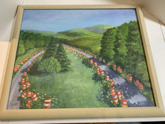 June Evan’s Acrylic on Canvas Painting “Every Bloomin’ Summer in Ohio” Road Work