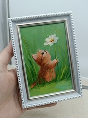 Ginger Kitten Original Oil Painting 6×4 Framed Signed Cat Daisy Animal Art