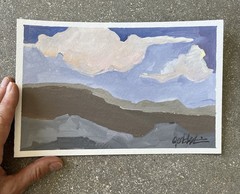 Original Acrylic Landscape Painting on Watercolor Paper Signed Contemporary Art