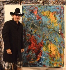 64”X44” Pollock/Richter style canvas ￼painting Acrylic,Abstract, Modern,X Large