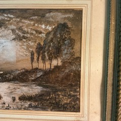 1939 H Krause McGregor Texas original artwork watercolor painting moonlight Tree