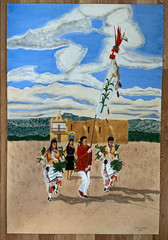 CHUCK GIBBON ALBUQUERQUE N.M. „CORN DANCE“ ON WATERCOLOR BOARD 30″ X 20″ 1988