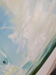 Realistic painting. Original „Suspension of the Soul“. Oil on canvas. 55×55 in