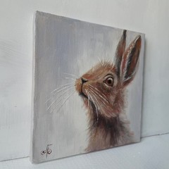 Original Oil Animal Painting Hare Portrait Wildlife Art Soft Ukrainian Artist