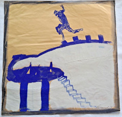 Unbekannt Stairway to Heaven Mischtechnik Gouache Gemälde signiert 1986