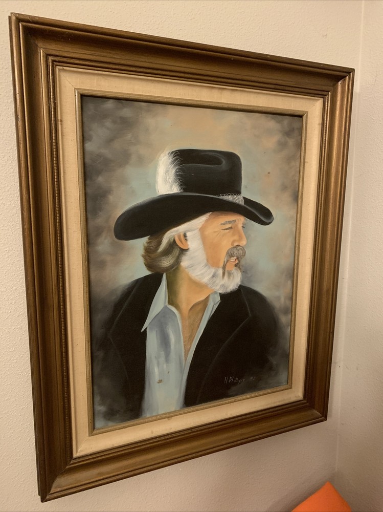 1982 Kenny Rogers Painting On Canvas – Beautifully Well Done – 25×31