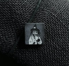 Vintage Halloween Witch Kid Original Oil Painting Art Miniature Scrabble OOAK