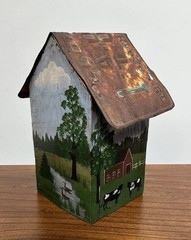 BETTY FISCHER Americana Folk Art Painted Birdhouse Artist Handmade RARE