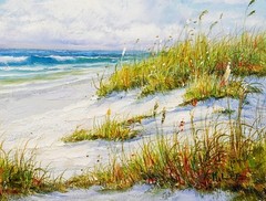 Framed Original Beach Painting on Canvas, Signed, Ready to Hang, Korean Wall Art